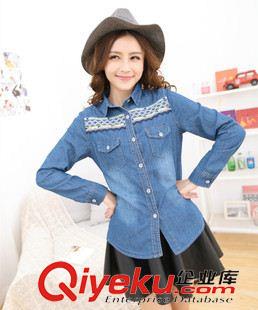 中老年款 5009#模特實(shí)拍 夏款新品 歐美懷舊復(fù)古水洗漸變女款短袖牛仔襯衫