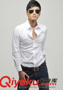 男式襯衫定做 供應(yīng)外貿(mào)批發(fā) 純色百搭  男士修身休閑長袖襯衫 男式襯衫 襯衣男