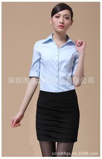 女式襯衫定制 供應女式全棉短袖襯衣 女款職業套裙短裙訂做