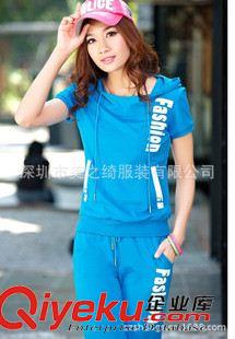 女式衛(wèi)衣 套頭衫訂做 供應(yīng)新款休閑套裝女裝 時尚運動套裝 短袖圓領(lǐng)薄衛(wèi)衣