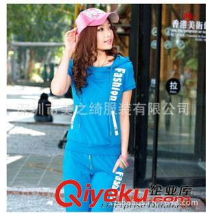 女式衛(wèi)衣 套頭衫訂做 供應(yīng)新款休閑套裝女裝 時尚運動套裝 短袖圓領(lǐng)薄衛(wèi)衣原始圖片2