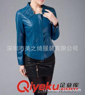 女士皮衣 外套訂做 2013秋裝外套女機(jī)車皮衣、女短款修身pu女士皮衣外套女原始圖片2