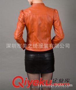 女士皮衣 外套訂做 2013秋裝外套女機(jī)車皮衣、女短款修身pu女士皮衣外套女原始圖片3
