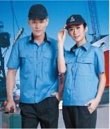 連體服工作服 夏季短袖工作服 工服 男女同款 車間工作服 工作服上衣 藍工作服原始圖片3