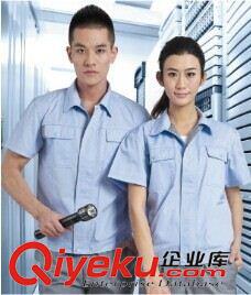 連體服工作服 耐汗耐臟！夏季男女工作服 藍色工衣 暗門單短袖夾克原始圖片2
