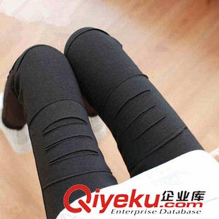 孕婦褲 孕婦秋冬新品加厚破洞拼接顯瘦孕婦托腹褲孕婦打底褲長(zhǎng)褲外穿潮原始圖片3
