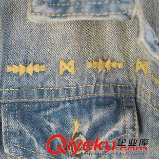女士牛仔外套 新款牛仔刺繡外套女長袖翻領時尚短款修身水洗磨白韓版潮原始圖片3
