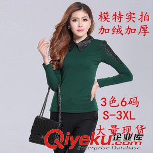 秋款襯衫/打底衫 秋冬新款彩色蕾絲加絨加厚長(zhǎng)袖打底大碼十色6625