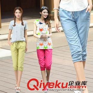 春夏款女士休閑褲 實拍外景夏季新款亞麻女褲棉麻寬松大碼七分褲中褲哈倫褲女原始圖片2