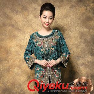 大碼媽媽裝 實(shí)拍中老年媽媽裝女裝長(zhǎng)袖秋裝T恤印花原始圖片2