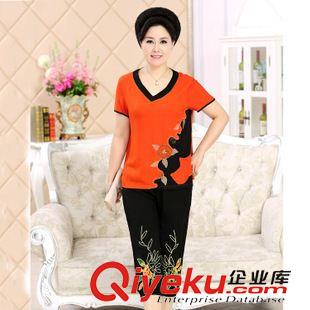 大碼媽媽裝 實(shí)拍2015中老年媽媽裝夏款時(shí)尚短袖太陽花套裝大碼原始圖片2