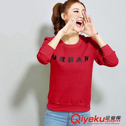 A 2015新款大碼外套女衛(wèi)衣寬松套頭圓領(lǐng)秋冬字母印花衛(wèi)衣潮原始圖片2