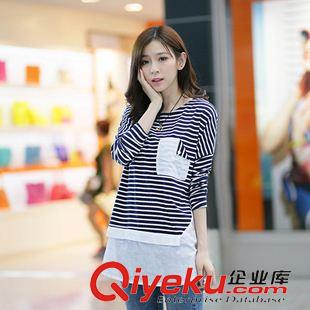 B 實拍 2015秋冬孕婦裝彈力打底衫孕婦上衣蝙蝠袖條紋孕婦T恤原始圖片2