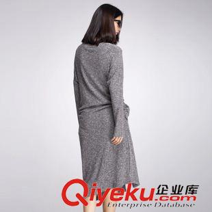 B 原創歐美連衣裙時尚個性女裝不規則開叉性感毛線中長連衣裙原始圖片3