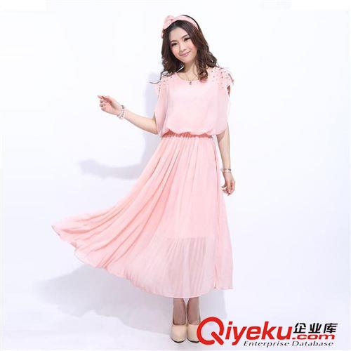 春夏款連衣裙 6687#夏裝新款雪紡連衣裙 長(zhǎng)裙 夏季韓版甜美女裝 無袖釘珠長(zhǎng)裙子原始圖片2