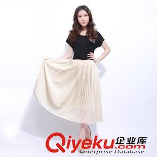 春夏款連衣裙 實拍 韓國2014秋裝女修身顯瘦圓領高腰毛呢連衣裙 6666#