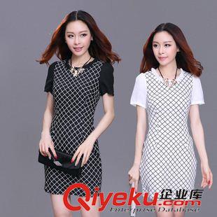 春夏款連衣裙 2015春夏新款女裝 韓版燈籠袖寬松大碼七分袖雪紡連衣裙
