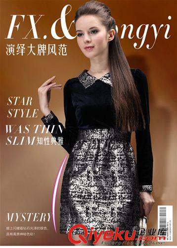春夏款連衣裙 優(yōu)質(zhì)2522#2014春裝新款女小翻領(lǐng)絲絨拼接提花韓版修身長袖連衣裙原始圖片2