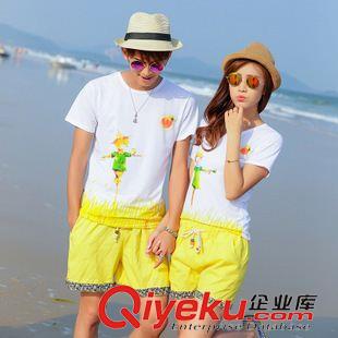 情侶裝短袖T恤 情侶裝夏裝2015夏季新款韓版男短袖t恤女沙灘大碼情侶T恤一件代發(fā)