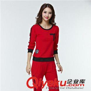 長袖衛衣二件套 米茉衣尚2015春秋新品 韓版時尚圓領套頭衫運動裝衣服女衛衣套裝原始圖片2