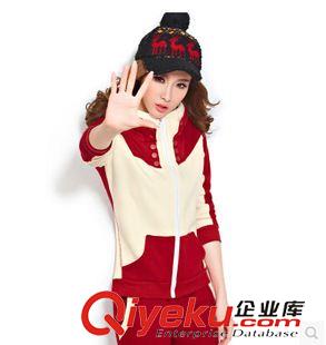 長(zhǎng)袖衛(wèi)衣二件套 米茉衣尚2015早春秋新款韓版拼接加絨衛(wèi)衣套裝連帽加厚休閑運(yùn)動(dòng)服原始圖片3