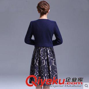 九月新款 2015秋裝新款兩件套高端女裝初秋薄款大碼羊毛呢連衣裙原始圖片2