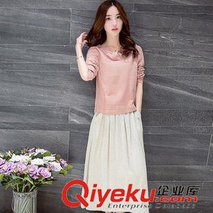 九月新款 外貿(mào)原單新款棉麻連衣裙女長(zhǎng)袖棉麻T(mén)恤中長(zhǎng)裙兩件套裝寬松亞麻原始圖片3