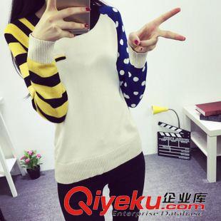 九月新款 2015秋冬裝新款套頭毛衣女 長袖圓領條紋針織衫打底衫女 好質量原始圖片3