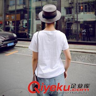 棉T桖 2015舒雪兒夏裝新款油墨卡通印花中長(zhǎng)款短袖純棉t恤休閑原始圖片3