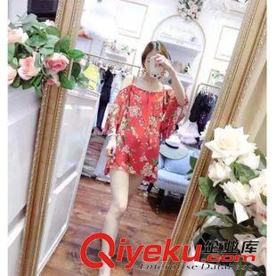 孕婦裝/大碼女裝 2015夏季新款連衣裙孕婦裝超美桃花露肩孕婦雪紡連衣裙原始圖片2