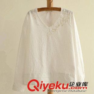 未分類 2015歐美范春新款森女系棉麻刺繡長袖襯衫娃娃衫+半身裙長裙套裝原始圖片3