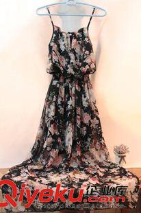 背心裙波西米亞長(zhǎng)裙 2015夏女裝新款名媛波西米亞碎花雪紡大花沙灘仙女吊帶裙連衣長(zhǎng)裙原始圖片2