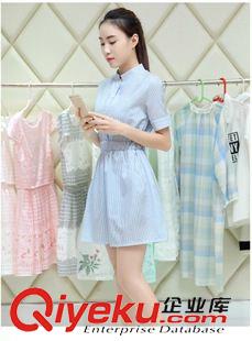 春夏新款 2015夏季新款女裝純棉麻短袖襯衫裙中長款甜美連衣裙子原始圖片3