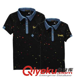 情侶裝 新款情侶裝夏裝翻領點點韓版短袖純棉男女打底衫時尚情侶批發原始圖片3