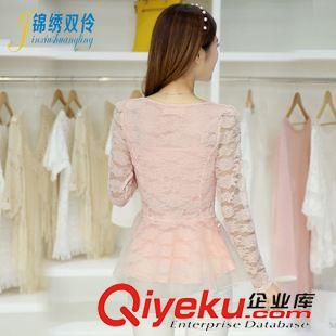 9.15 實(shí)拍韓版秋裝大碼雪紡蕾絲衫長(zhǎng)袖修身鏤空打底衫上衣小衫女原始圖片2