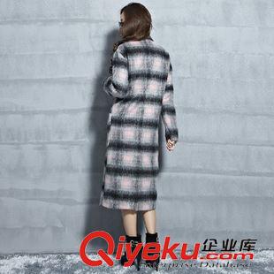 9.15 東大門秋冬韓版女裝新款復古時尚g(shù)d格子長款加厚毛呢大衣外套原始圖片3