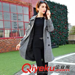 外套 實(shí)拍韓國新款秋裝韓版雙排扣中長款時(shí)尚大衣顯瘦風(fēng)衣外套 女秋季原始圖片2