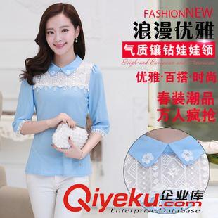 雪紡衫 實(shí)拍2015外貿(mào)原單韓版女裝大碼短袖雪紡衫時(shí)尚蕾絲精品上衣女潮
