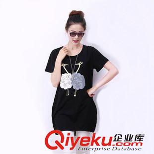 T恤 實拍新款韓版大碼女廣州站胖mm中長款顯瘦上衣圓領寬松短袖t恤原始圖片2