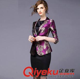 歐洲站套裝 歐洲站秋季新款gd提花奢華短外套女大碼印花修身小西裝套裝原始圖片2