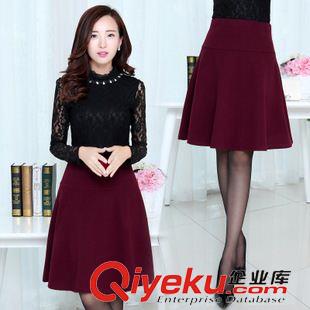 2015九月第二批新款 女半身裙2015秋冬新款高腰顯瘦呢子A字裙中長裙子韓版毛呢裙原始圖片3