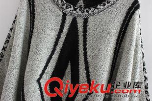 2015九月第二批新款 森女系秋文藝清新抽象幾何斗篷毛衣流蘇蝙蝠袖百搭原始圖片2