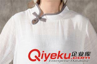 2015九月第二批新款 廠家直銷2015秋裝民族風印花棉麻長袖連衣裙文藝范森女系長裙原始圖片3