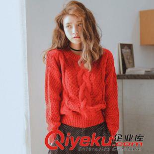 2015八月第四批新款上架 2015秋冬新款甜美學院風女士毛衣麻花馬海毛長袖套頭毛衣女