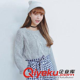 2015八月第四批新款上架 2015秋冬新款甜美學院風女士毛衣麻花馬海毛長袖套頭毛衣女原始圖片2