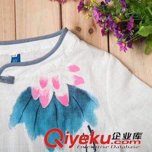 2015八月第四批新款上架 唐裝女士春夏裝中袖棉麻女裝原創(chuàng)手繪盤扣立領(lǐng)改良禪意漢服禪茶服原始圖片3