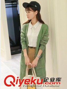 2015八月第四批新款上架 秋裝15新款毛衣簡約時尚中長款女式針織衫長袖純色針織開衫 批發(fā)