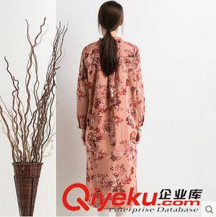 2015八月第三批新款上架 2015秋裝新款復古文藝女裝寬松大碼棉麻印花長款長袖襯衣開衫原始圖片2