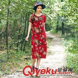 2015七月第四批新款上架 復(fù)古顯瘦棉麻連衣裙夏無袖中長(zhǎng)款簡(jiǎn)約開叉亞麻A字裙韓版修身