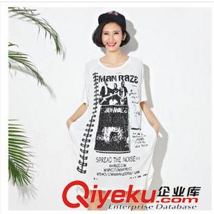 2015七月第三批新款上架 2015夏季新款實拍 韓版長時尚大碼女裝 胖MM前后印花短袖長款T恤原始圖片2